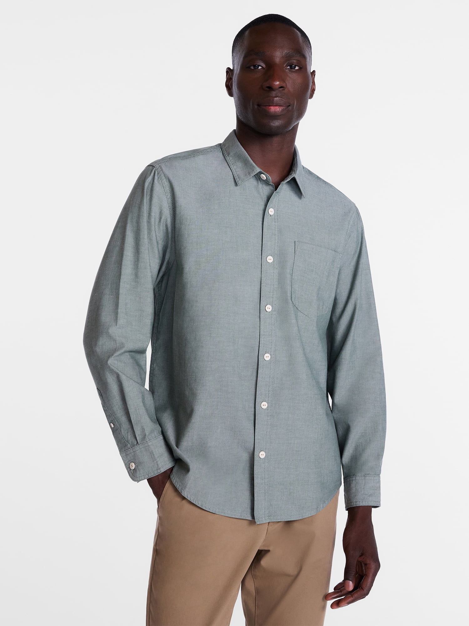 George Men's Poplin Shirt with Long Sleeves, Sizes S-3XL, LT-4XLT, 2XB-6XB