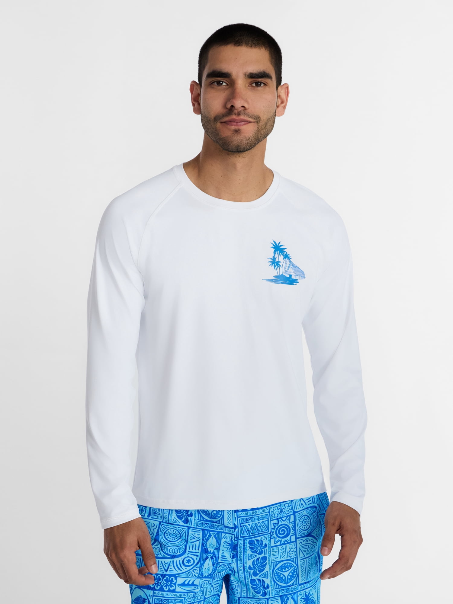 George Men's and Big Men's Printed Sun Shirt with Long Sleeves, UPF 50+, Sizes S-3XL