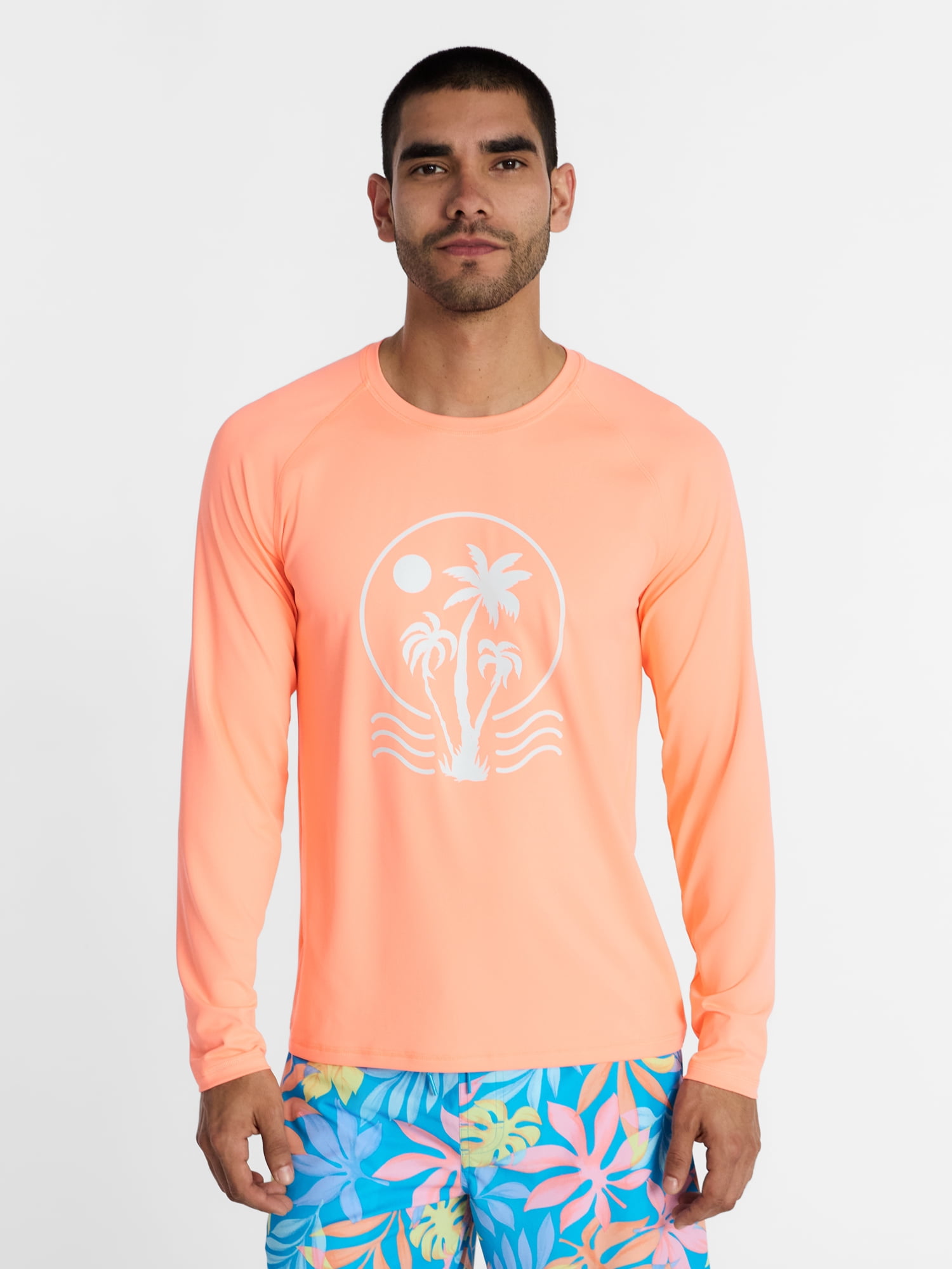 George Men's and Big Men's Printed Sun Shirt with Long Sleeves, UPF 50+, Sizes S-3XL