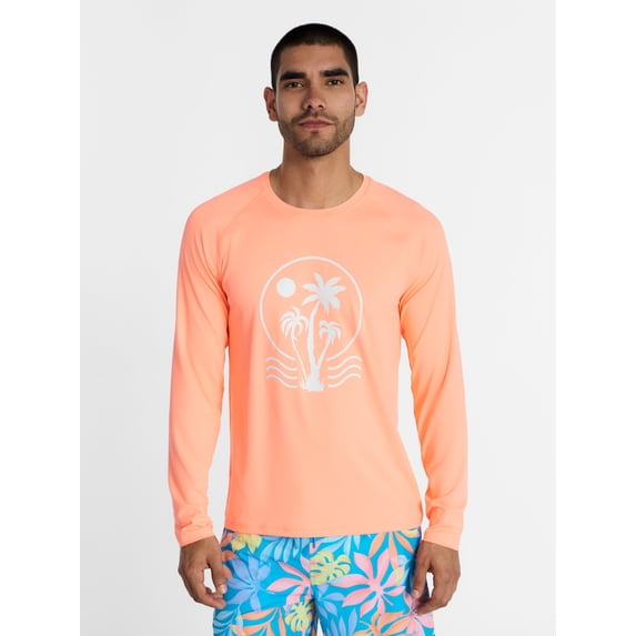 George Men's and Big Men's Printed Sun Shirt with Long Sleeves, UPF 50+, Sizes S-3XL