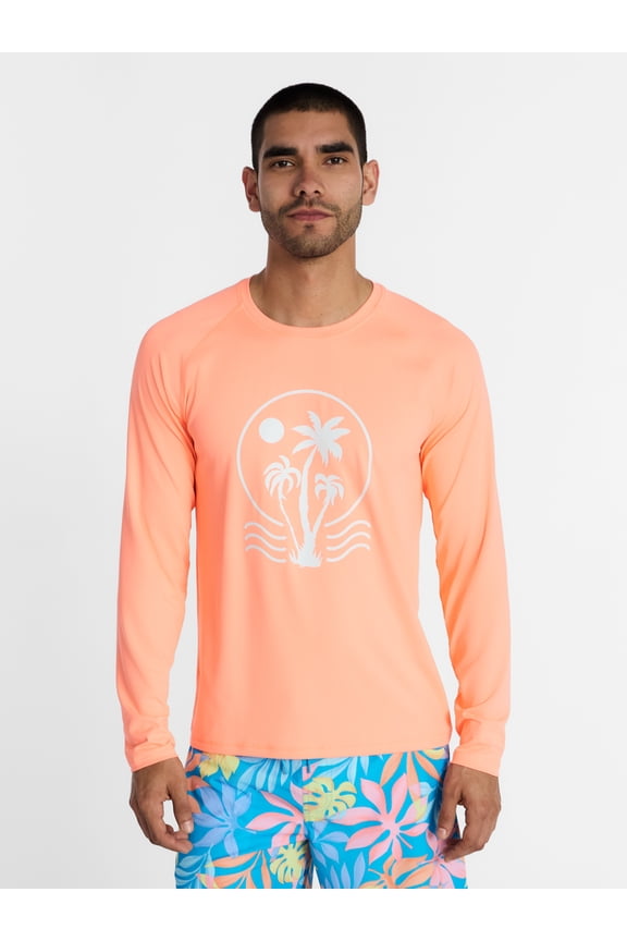 Men's and Big Men's Printed Sun Shirt with Long Sleeves, UPF 50+, Sizes S-3XL