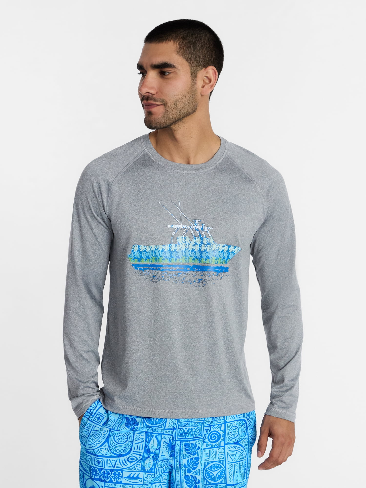 George Men's and Big Men's Printed Sun Shirt with Long Sleeves, UPF 50+, Sizes S-3XL