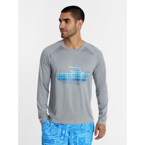Men's and Big Men's Printed Sun Shirt with Long Sleeves, UPF 50+, Sizes S-3XL