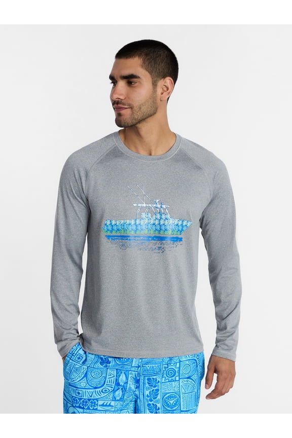 Men's and Big Men's Printed Sun Shirt with Long Sleeves, UPF 50+, Sizes S-3XL