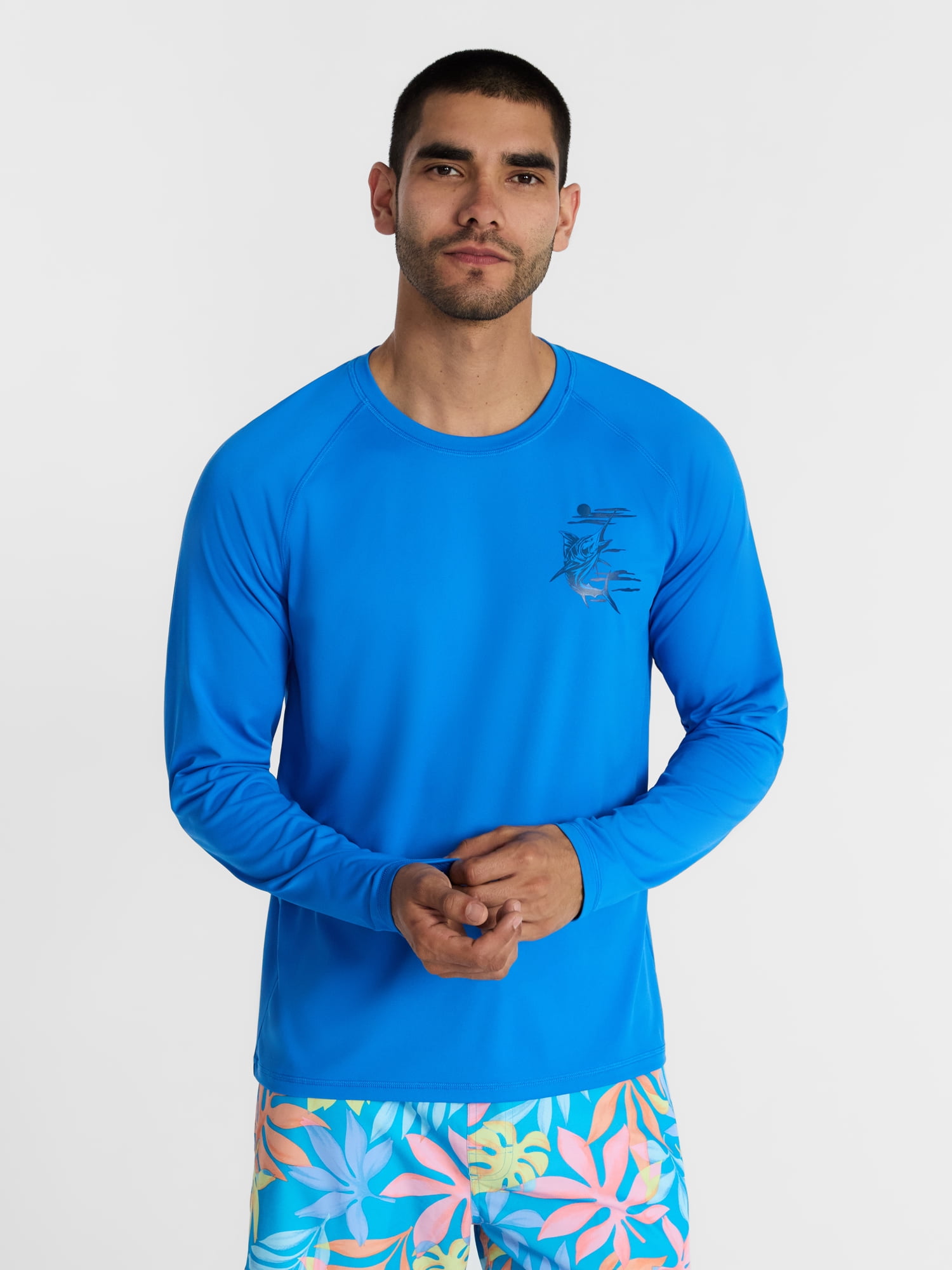 George Men's and Big Men's Printed Sun Shirt with Long Sleeves, UPF 50+, Sizes S-3XL