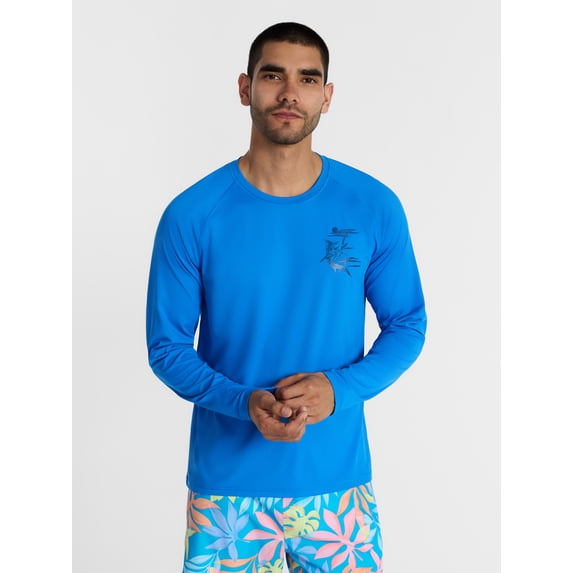 George Men's and Big Men's Printed Sun Shirt with Long Sleeves, UPF 50+, Sizes S-3XL