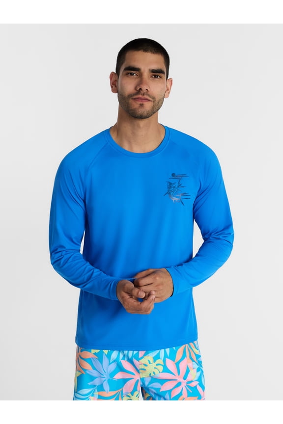 Men's and Big Men's Printed Sun Shirt with Long Sleeves, UPF 50+, Sizes S-3XL