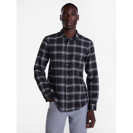 George Men's and Big Men's Slub Cotton Shirt with Long Sleeves, Sizes S-3XL