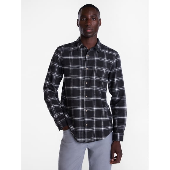 George Men's and Big Men's Slub Cotton Shirt with Long Sleeves, Sizes S-3XL