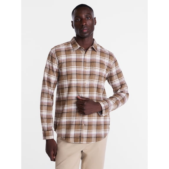 George Men's and Big Men's Slub Cotton Shirt with Long Sleeves, Sizes S-3XL