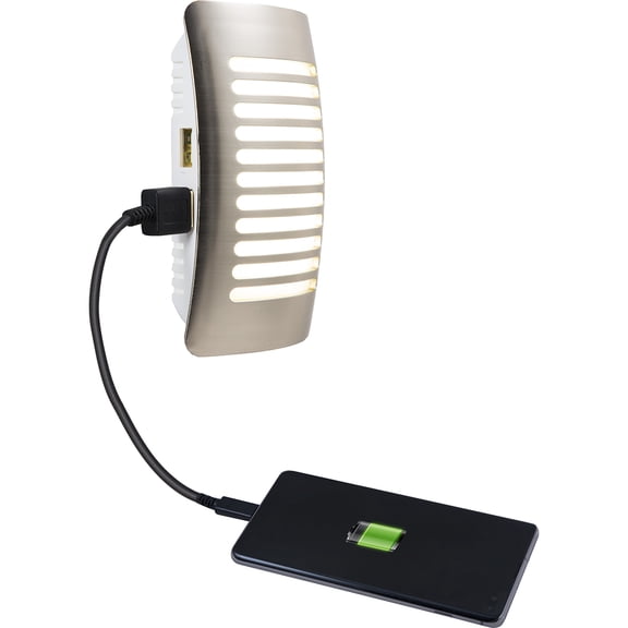 GE Light Sensing LED CoverLite, USB Charging, Brushed Nickel, 37497