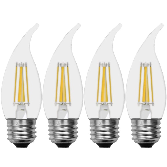 GE Lighting 28479 Bent Tip Decorative Candle LED, 4-Pack, Clear, 4 Bulb