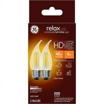 GE Relax HD Soft White 40W, Clear Candle Lights, CA11 Light Bulbs (2 Pack)