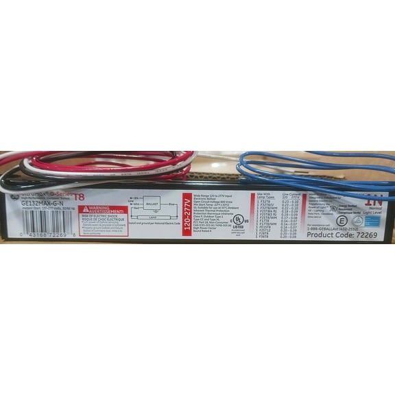 GE Lighting 72269 GE132MAX-G-N  (Replaces GE-132-MV-N) UltraMax Multi-Volt Electronic Fluorescent T8 Instant Start Ballast 1 F32T8 Lamp