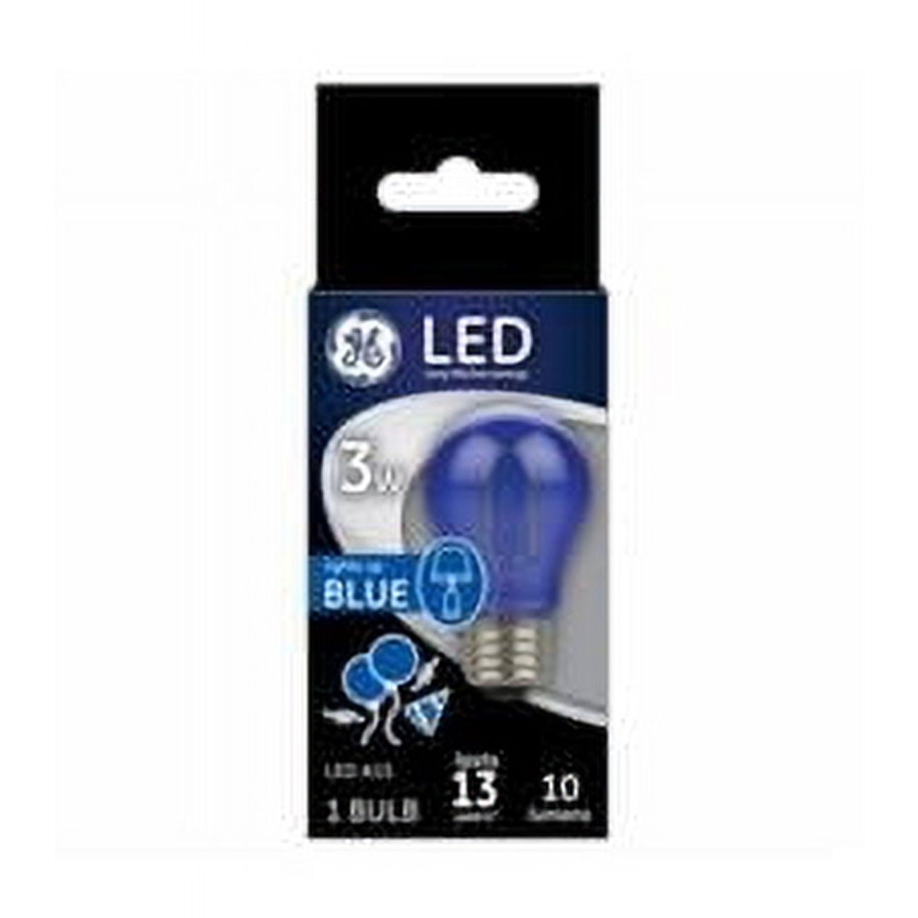 GE Lighting 93116857 LED Party Light Bulb, A15, Blue, Soft White, 100 Lumens, 3-Watt - Quantity 4