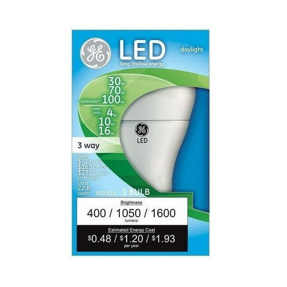GE Lighting 96678 3-Way Replacement LED Light Bulb, 4/10/16 Watts