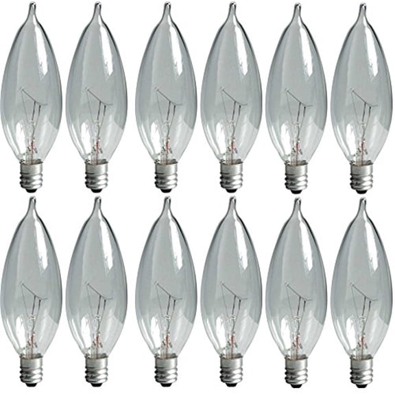 GE Lighting Crystal Clear 24782 40-Watt, 370/280-Lumen Bent Tip Light Bulb with Candelabra Base, 12-Pack