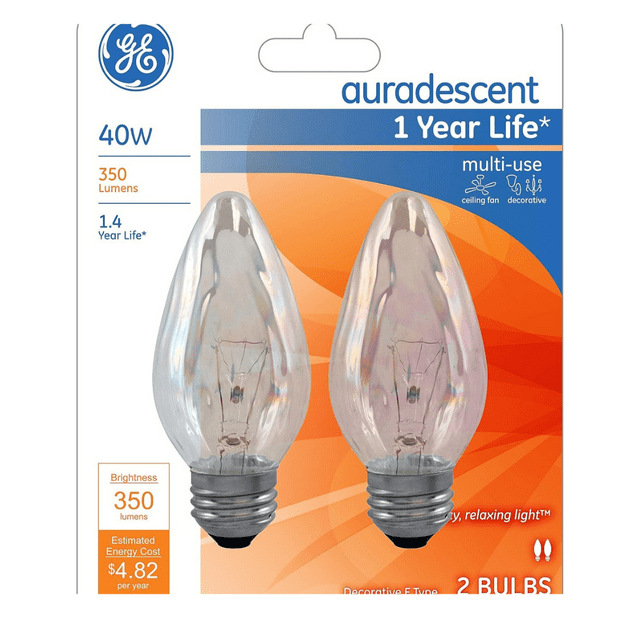 GE Lighting Flame Shape Incandescent 40 Watt Crystal Clear Decorative