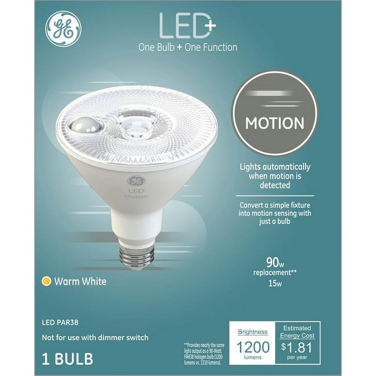 GE Lighting LED Motion Flood Light Light Bulb Warm White 90 Watt Replacement PAR38