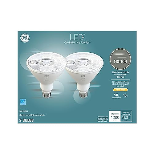 GE Lighting LED+ Motion Sensor LED Light Bulbs, Security Light, PAR38