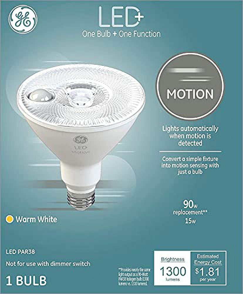 GE Lighting LED+ Motion Sensor Light Bulb, Warm White, Security Light