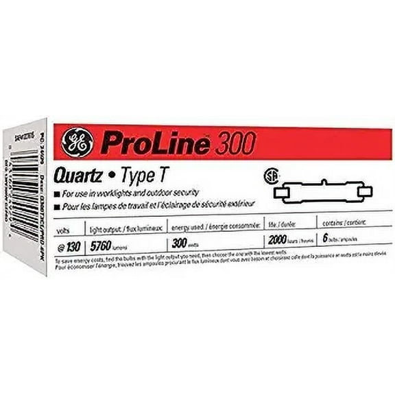 GE Lighting ProLine 300 watts T2.5 Halogen Light Bulb 5760 lumens White Double-Ended 6 pk