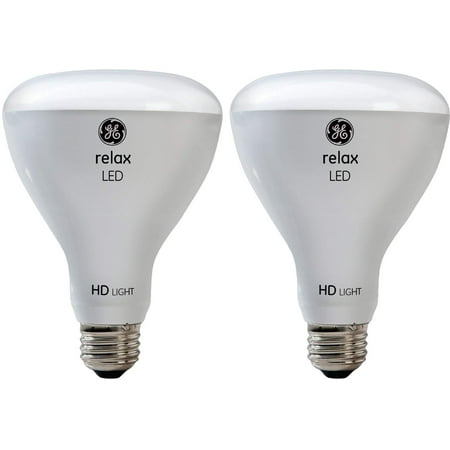 GE Lighting Relax HD BR30 Flood Light Dimmable LED Light Bulb, Medium Base, Soft White, 2-Pack
