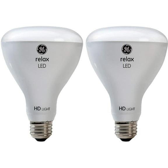GE Lighting Relax HD BR30 Flood Light Dimmable LED Light Bulb, Medium Base, Soft White, 2-Pack
