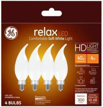 GE 4-Pack 40W Soft White Dimmable LED Candle Bulbs