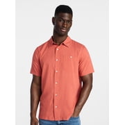 Men's & Big Men's Regular Fit Microfiber Button-Up Shirt with Short Sleeves, Sizes XS-5XL