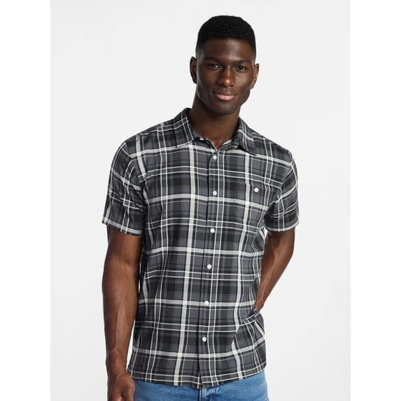 George Men's & Big Men's Regular Fit Microfiber Button-Up Shirt with Short Sleeves, Sizes XS-5XL