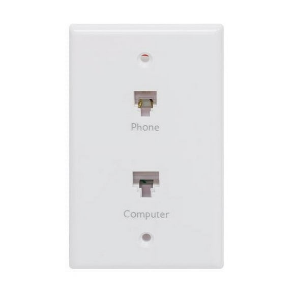 GE Network & Phone Jack Wall Plate, White