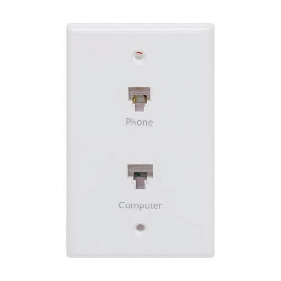 GE Network & Phone Jack Wall Plate, White