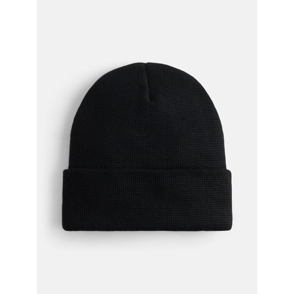 George Men's Waffle Knit Beanie Hat, Black