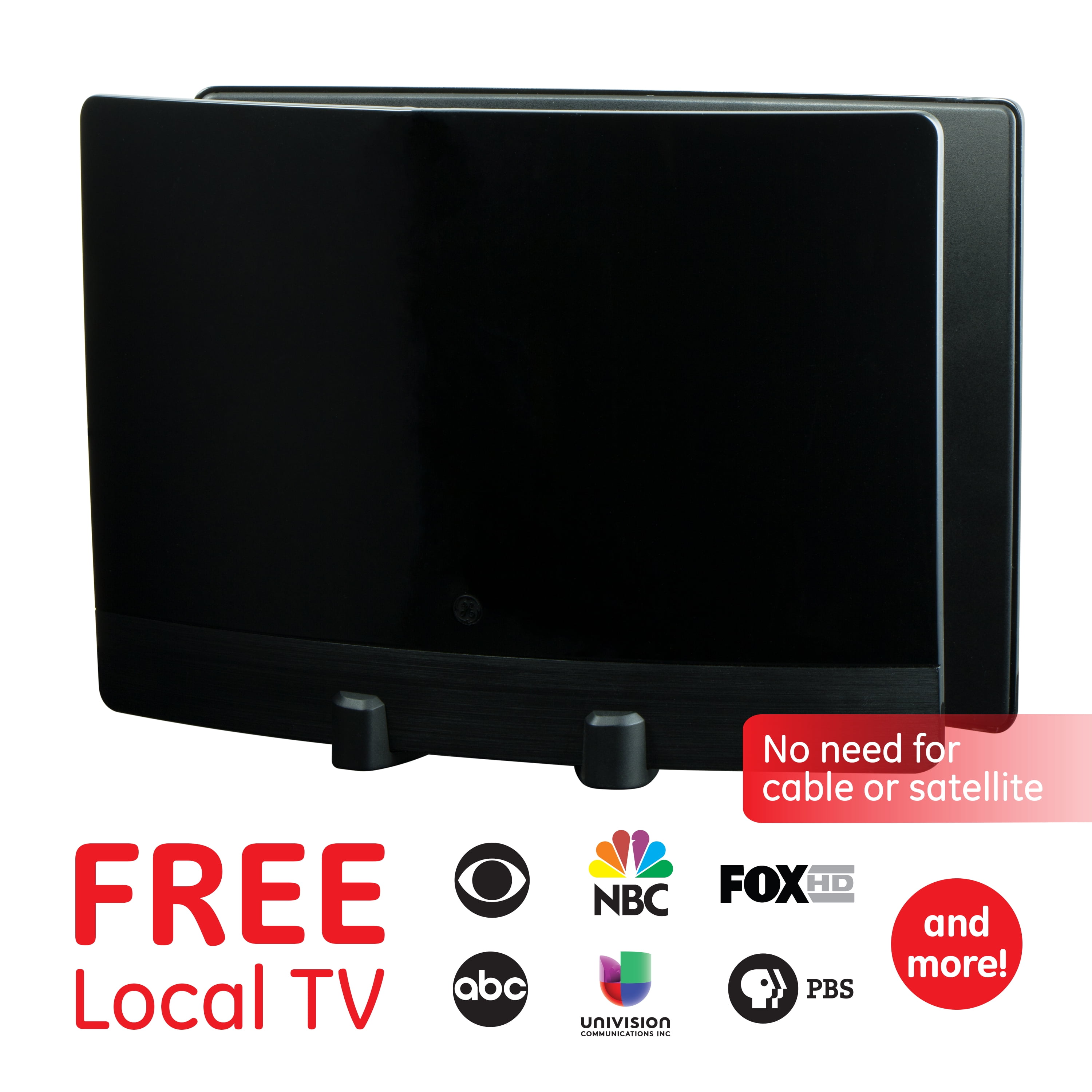 GE Optima Indoor HDTV Antenna, 60 mile Range, VHF UHF 1080P 4K, Black, 34137