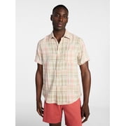 Men's Patchwork Shirt with Short Sleeves, Sizes S-5XL