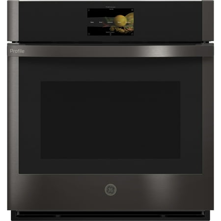 GE Profile - 27" Built-In Single Electric Convection Wall Oven - Black stainless steel