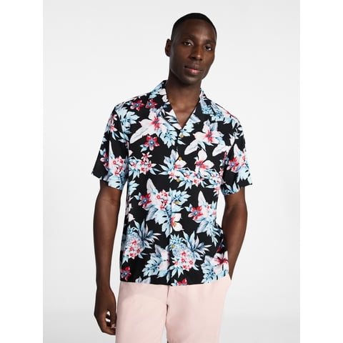 Men's Relaxed Fit Printed Camp Shirt with Short Sleeves, Sizes S-3XLT