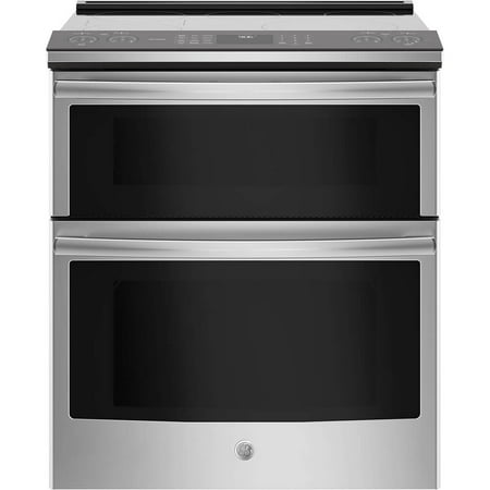 GE - 6.6 Cu. Ft. Slide-In Double Oven Electric Convection Range - Stainless Steel