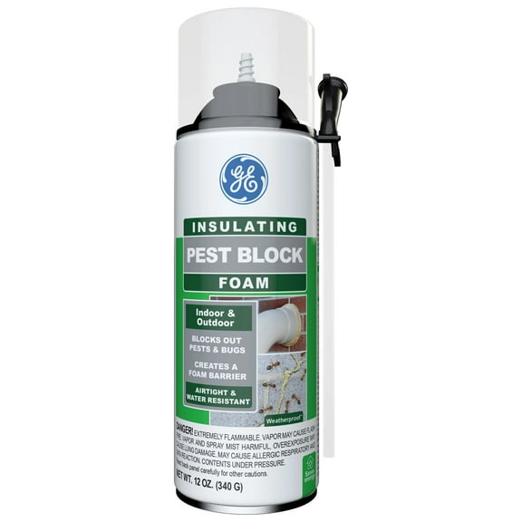 GE Insulating Foam Pest Block, Pack of 1, White 12 oz Can