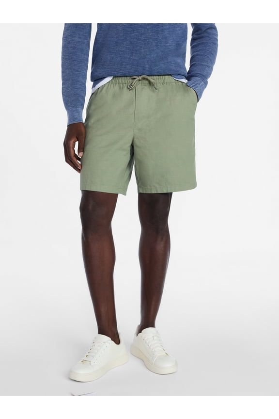 Men's and Big Men's Slub Pull On Shorts, 8" Inseam, Sizes S-3XL