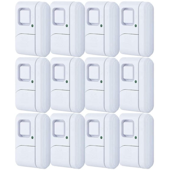 GE Personal Security Window/Door, 12-Pack, Magnetic Sensor, Off/Chime/Alarm, Easy Installation, 45989, White