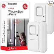 GE Personal Security Window and Door Alarm, 2 Pack, DIY Protection, Burglar Alert, Wireless Chime/Alarm, Easy Installation, Home Security, Ideal for Home, Garage, Apartment and More,White, 45115
