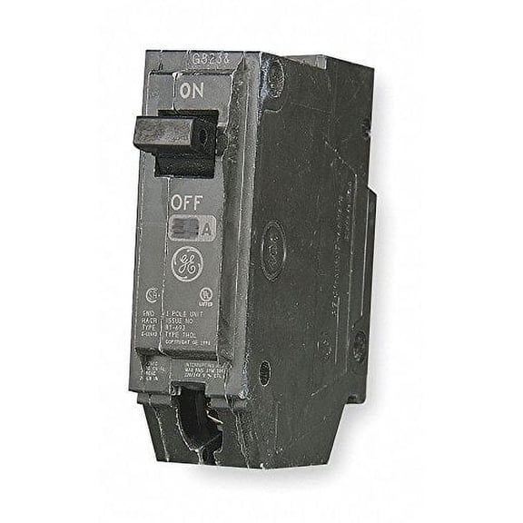 GE Plug in Circuit Breaker, THQL, Number of Poles 1, 15 Amps, 120/240VAC, Standard