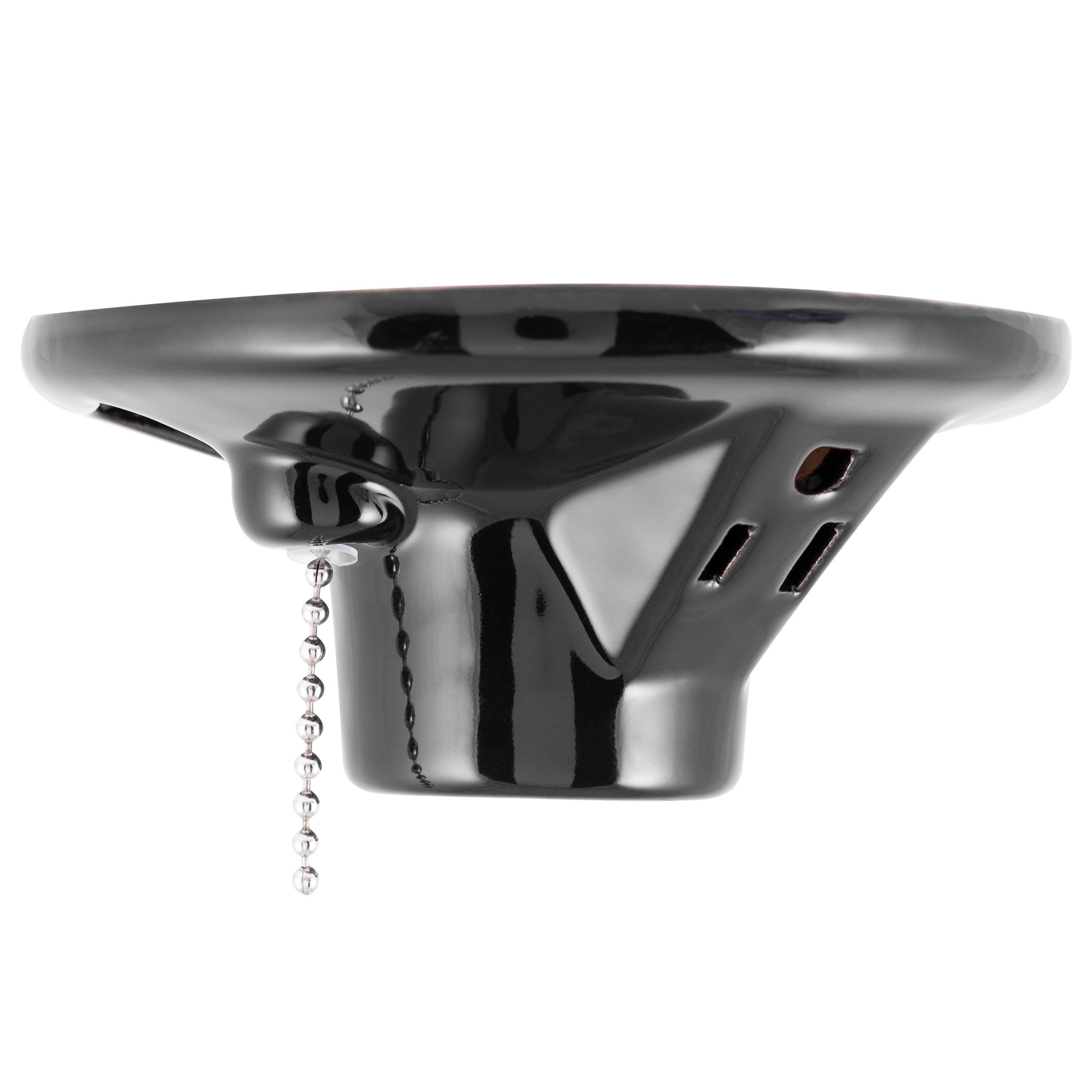 GE Porcelain Lampholder, Medium Base, Pull Chain, Grounded Outlet