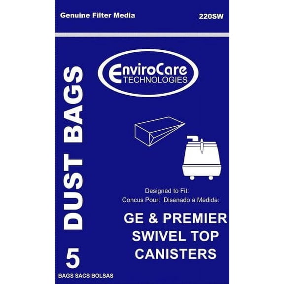 GE & Premier Swivel Top Canister Vacuum Bags, Compatible with GE & Premier Swivel Top Canister Vacuum Bags By EnviroCare