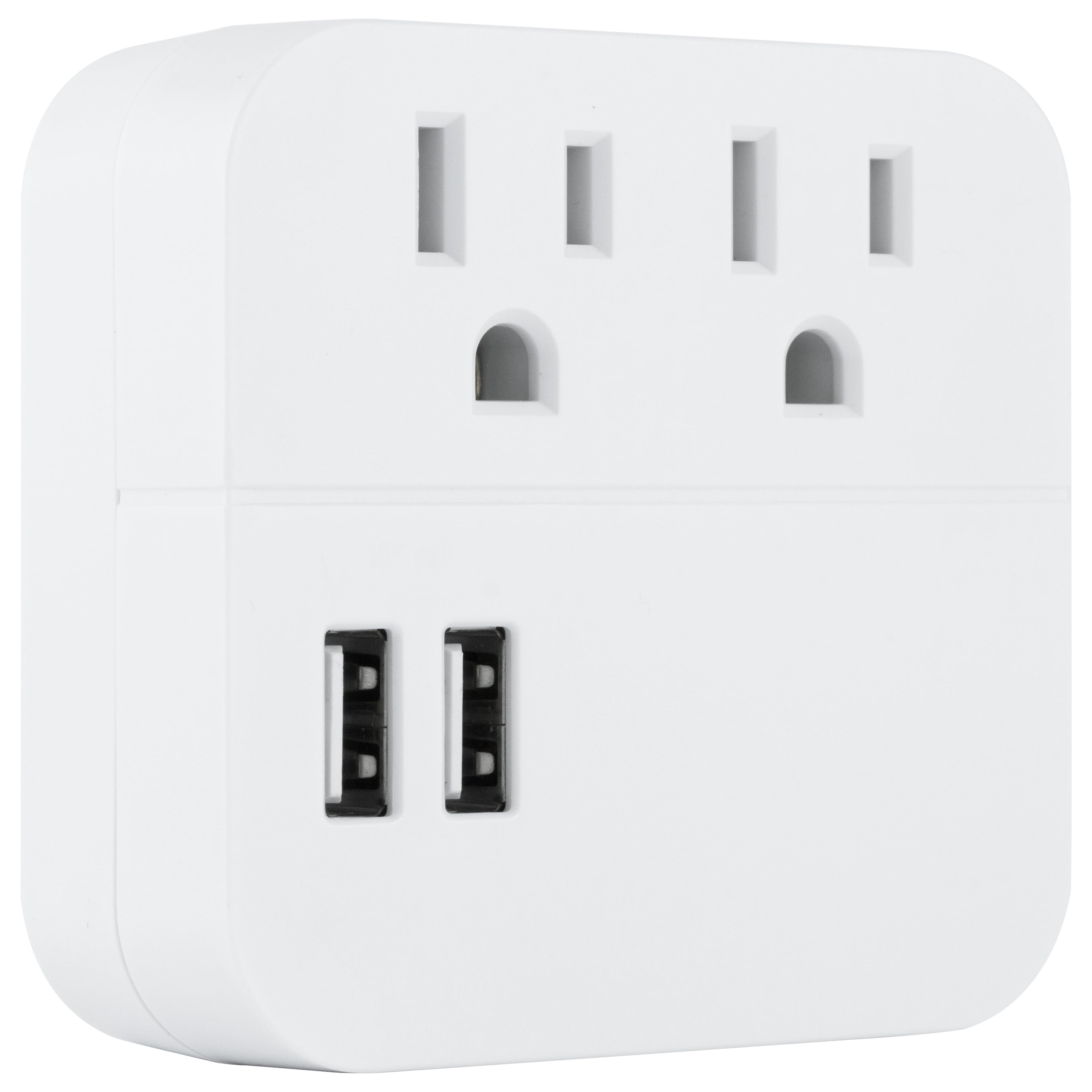 GE Pro 2-Outlet, 2-USB Surge Protector Wall Tap, White - 37144