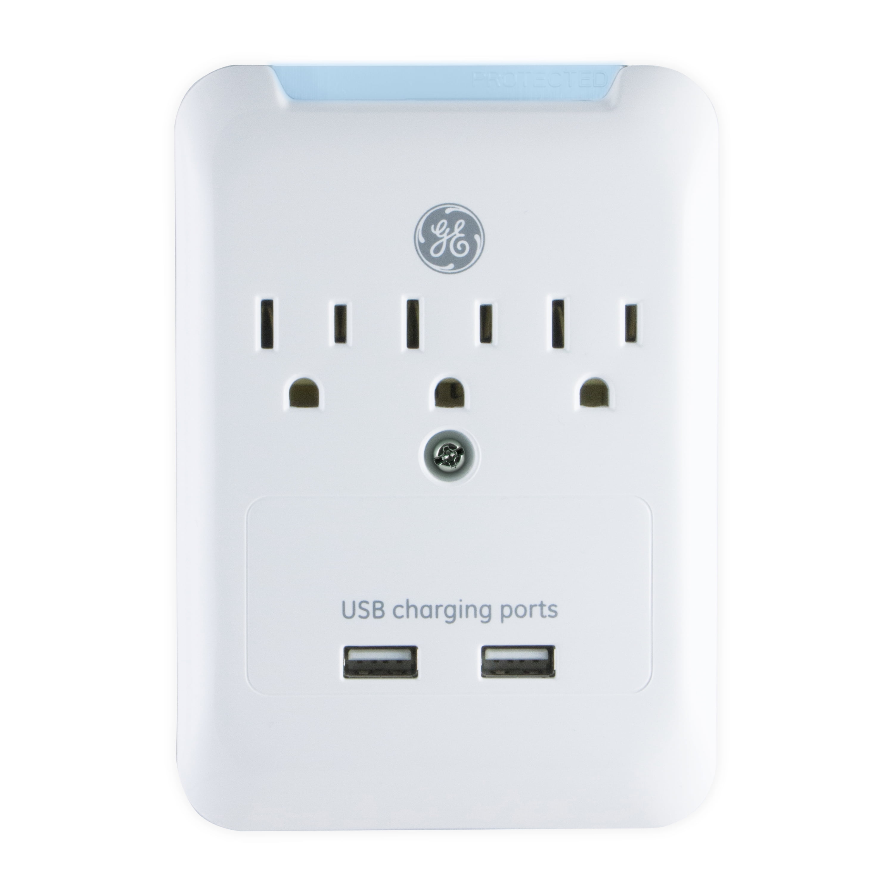 GE Pro 3-Outlet 2-USB Charging Station, Surge Protector, White, 33646