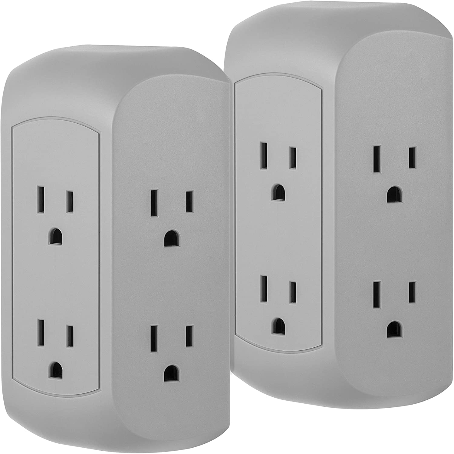 GE Pro 6Grounded Outlet Surge Protector, Gray, 2pk 47846