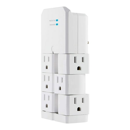 GE - Pro 6-Outlet Swivel Wall Tap Surge Protector - White